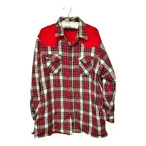 Sportswear by Country Touch Red Plaid Snap Western Shirt Jacket Shacket, size XL